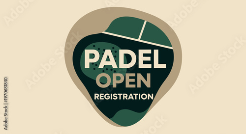 Padel Open Registration: Sporty Emblem For Tennis Competitions And Tournaments