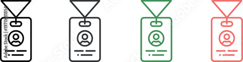 Identification badge icons minimalist vector set id cards employee access event pass personal identification symbols isolated transparent background clean design