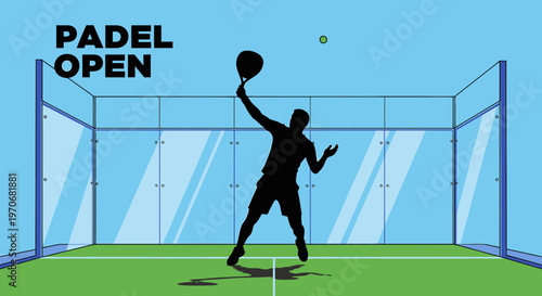 Padel Open Tournament Action Silhouette On Court