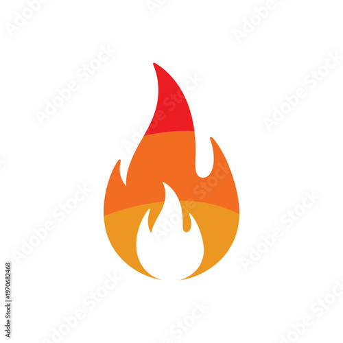 Stylized fire flame illustration with orange and red gradient layers, representing heat, energy, cooking fire, or passion symbol in abstract form.