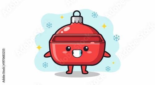 Cute Red Lantern Cartoon Character Mascot Illustration.