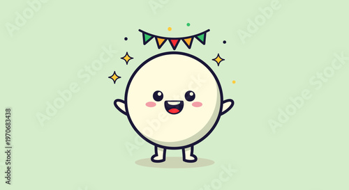 Cute round cheerful character with friendly smile illustration.