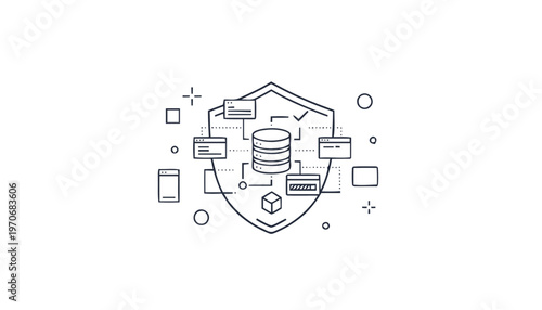 Data security shield icon representing database protection and information safety.