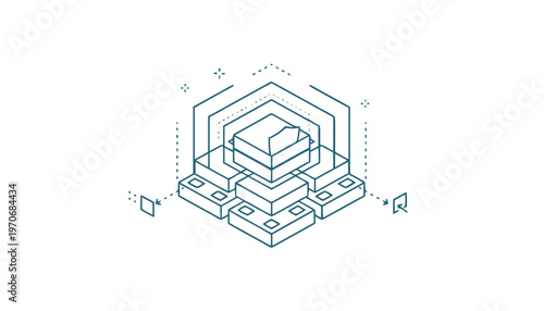 Detailed blueprint of a mechanical cube.