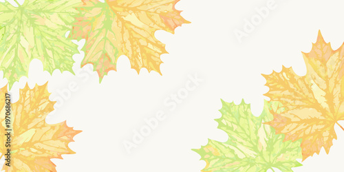 Watercolor maple leaves form a decorative autumnal corner arrangement