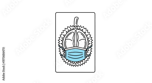 Durian Fruit Wearing a Face Mask, Symbolizing Health and Safety During Pandemic