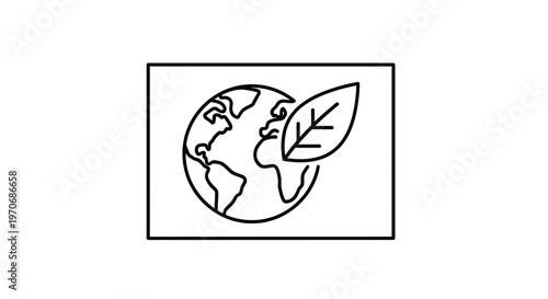 Eco-friendly Earth icon with leaf, symbolizing environmental protection and sustainability