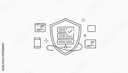 Digital Data Security Shield Protecting Information and Network Systems.