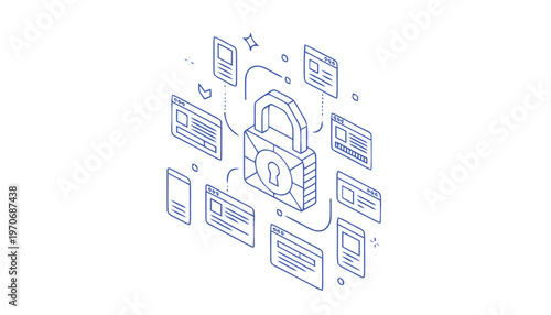 Digital Security - Secure Padlock Protecting Website Data and Information.