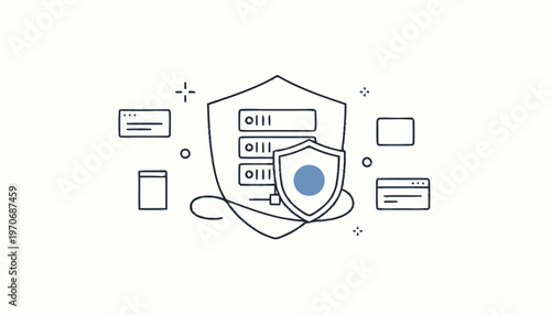 Digital Data Security Shield Protecting Information and Online Privacy.