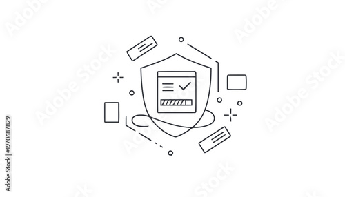 Digital Data Security Shield Protecting Online Information and Privacy.