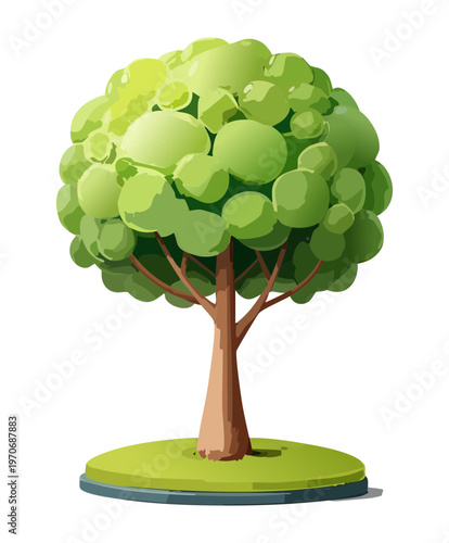 rounded green foliage tree in isometric view for park landscape and garden environment decoration element for mobile game nature scenery construction asset and design