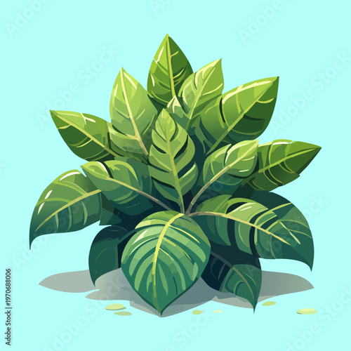 leafy green garden plant in isometric view for park landscaping and nature environment decoration element for mobile game scenery construction asset and design