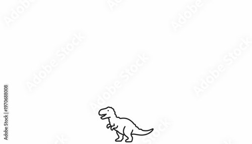 Cute cartoon dinosaur illustration, simple line art, white background, playful T-Rex