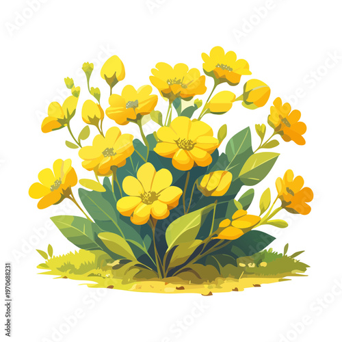 group of yellow daisies for garden landscaping and park decoration element in isometric view for mobile game nature environment scenery construction asset project