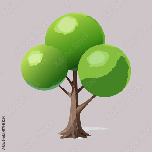 abstract green tree with round canopy for park landscape and garden environment decoration element for mobile game nature scenery construction asset and design