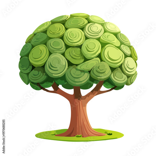 detailed green foliage tree for park landscape and garden environment decoration element for mobile game nature scenery construction asset and design project project