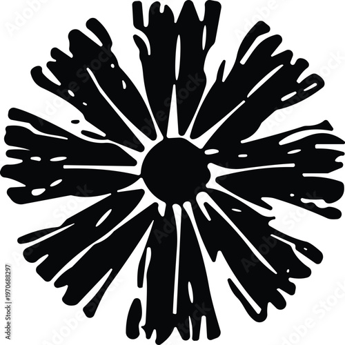 Radial inkblot-style icon with jagged black projections for abstract, psychological, and artistic design content