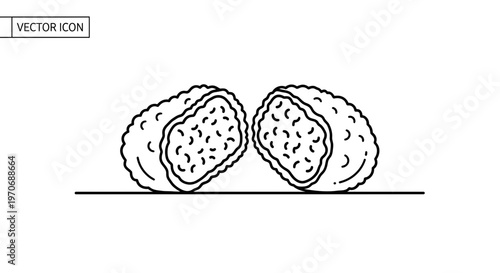 Vector icon of a croquette cut in half, showing its filling