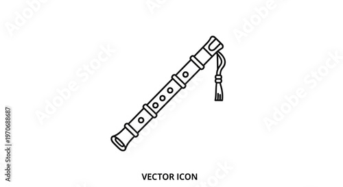 Vector Icon of a Recorder Flute with Tassel