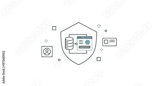Database Security Shield Icon for Data Protection and Privacy.