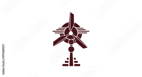 Detailed illustration of a stylized wind turbine isolated on white background.