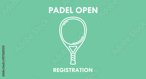 Padel Open Tournament Registration Design: Minimalist Sporty Illustration in Mint Color