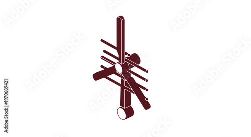 Detailed illustration of a vintage television antenna, isolated on white.