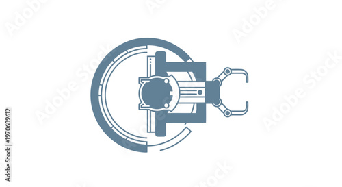 Detailed Mechanical Diagram of a Complex Machine Component.