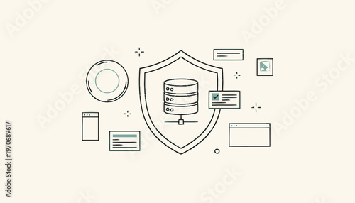 Database Security Shield Icon Illustration for Data Protection.