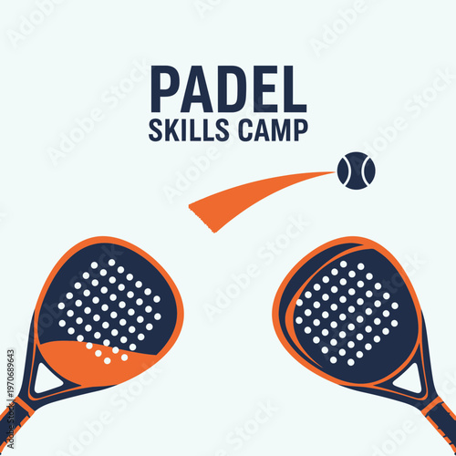 Padel Skills Camp Promotional Graphic With Rackets and Ball