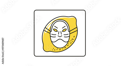 Surreal Lemon with Japanese Kabuki Mask Art