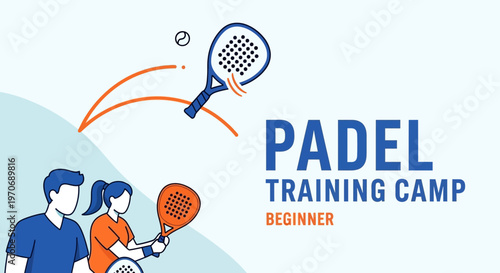 Padel Training Camp For Beginners With Racquets and Ball Illustration