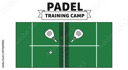 Padel Training Camp Illustration Tennis Racquets And Ball Graphic Design