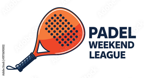 Padel Weekend League Tournament Logo Design With Racket Illustration on White Background