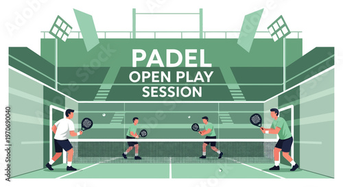 Padel Tennis Court Open Play Session Illustration