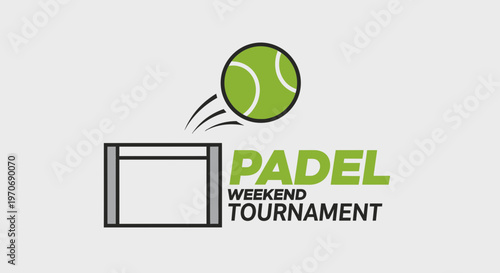 Padel Weekend Tournament Design Featuring a Tennis Ball and Court Elements