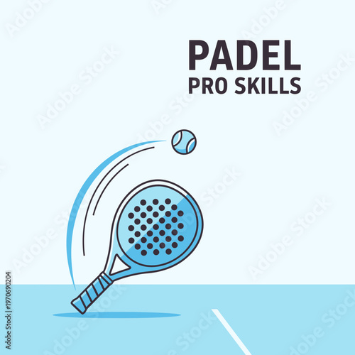 Padel Tennis Racket And Ball Dynamic Action Sport Illustration