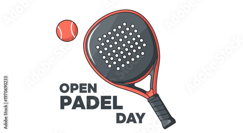 Padel Tennis Racket And Ball Open Day Invitation Graphic