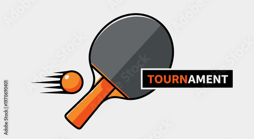 Ping Pong Tournament Logo Featuring Racket and Ball Graphic Design Element