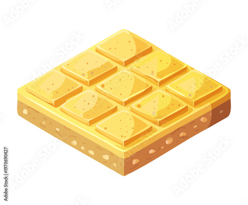 Pale yellow stone floor slab for isometric garden terrace and architectural pathway design in casual mobile game world environment building asset