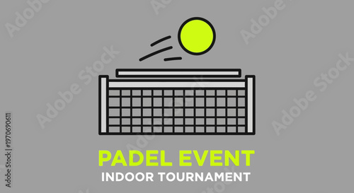Padel Tournament Icon Depicting a Ball, Net, and Event Title in Modern Graphic Style