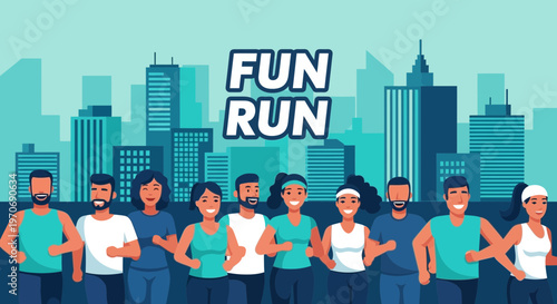 People Enjoying Themselves in A Fun Run Event During A City Marathon