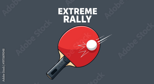 Ping Pong Action Depicted in a Dynamic Graphic with Rapid Ball Movement and Paddle