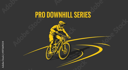 Professional Downhill Cycling Event Illustration Depicting Speed and Athleticism