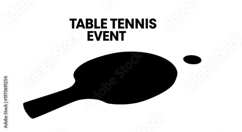Ping Pong Paddle And Ball Silhouette Depicting Table Tennis Tournament Event