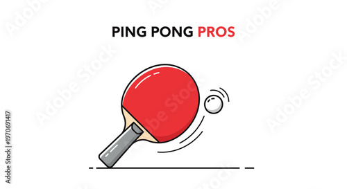 Ping Pong Pros: Dynamic Table Tennis Illustration with Paddle and Ball Action