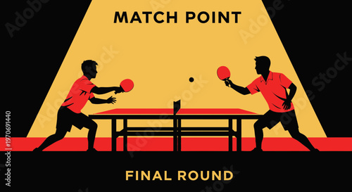 Ping Pong Showdown: Competitive Illustration Of Players During a Tournament Match