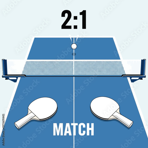 Ping Pong Showdown: Graphic Illustration Depicting a Table Tennis Match with Score Displayed