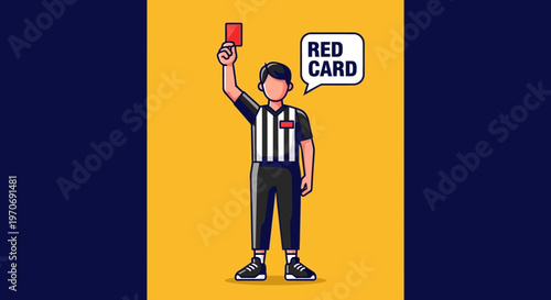 Referee Holds Up Red Card Announcing Game Foul